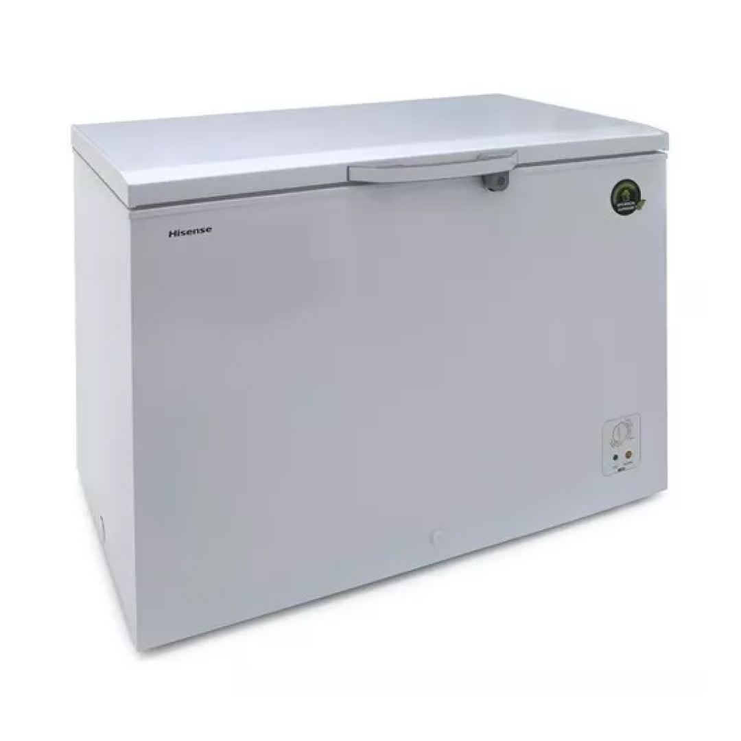 Imagen de un congelador Hisense blanco