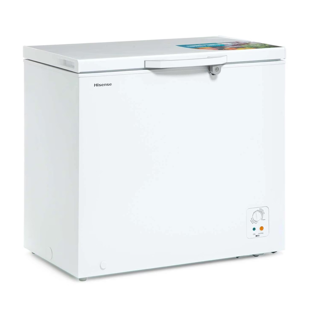 Imagen de un congelador Hisense blanco