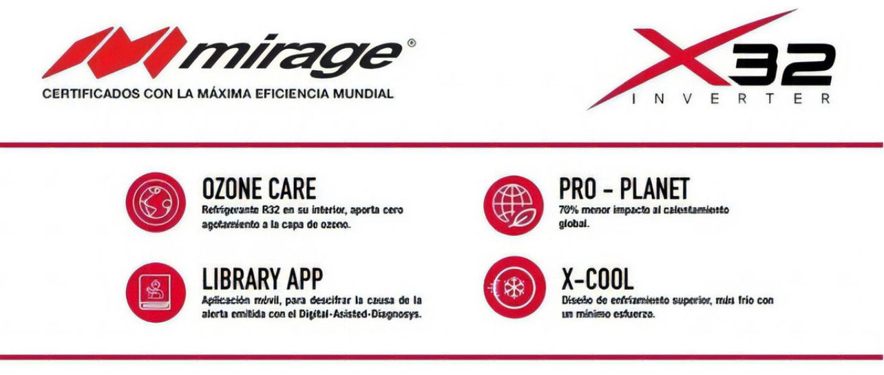 Minisplit MIRAGE X32 1.5 Toneladas INVERTER